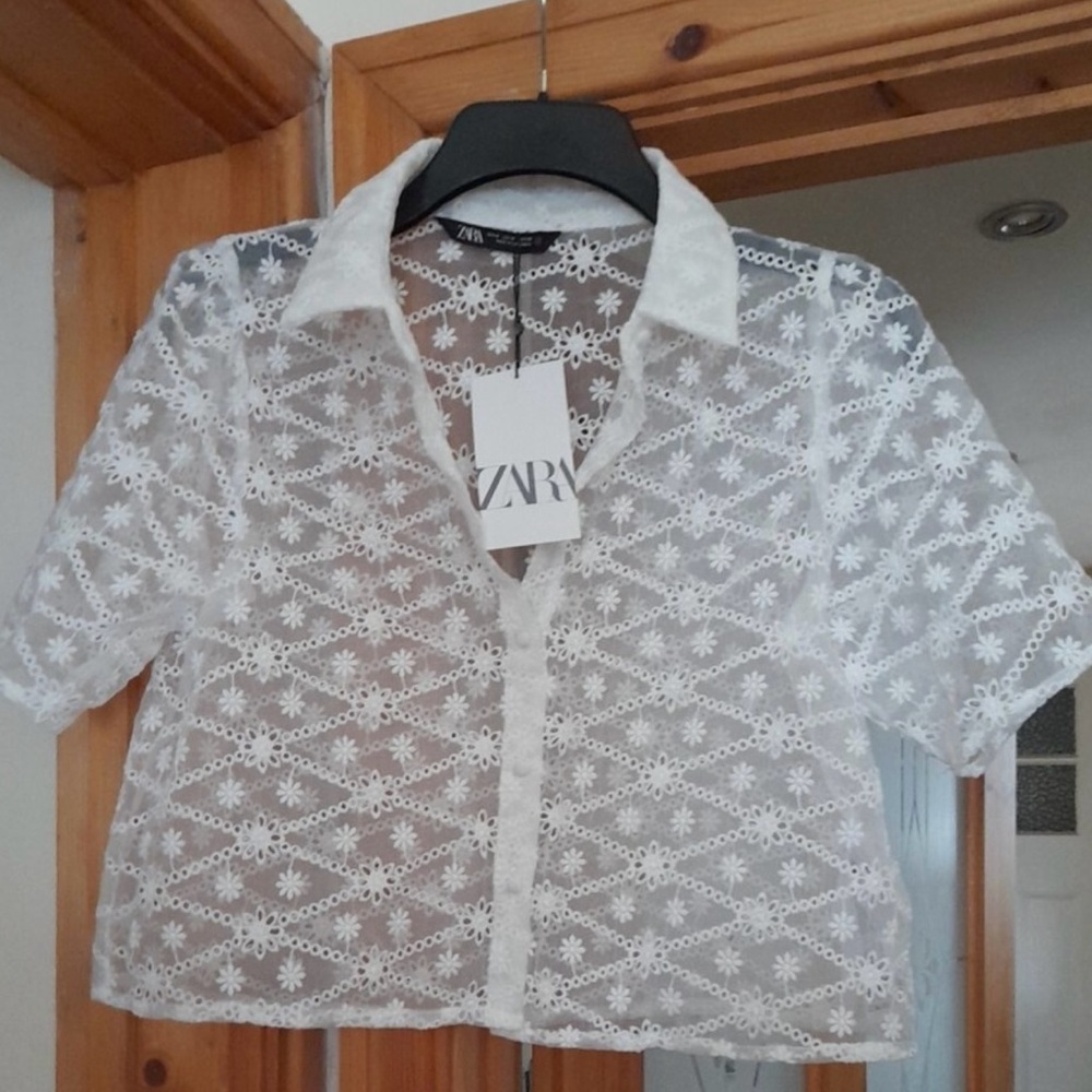 Zara White Lace Top